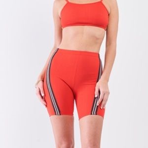 Crimson Red Ribbed Biker Shorts NWOT